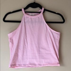 Baby Pink High Neck Crop Top